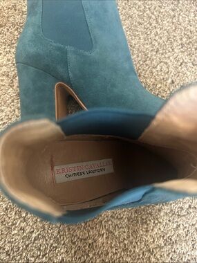 Kristin Cavallari Teal Suede Ankle Boots